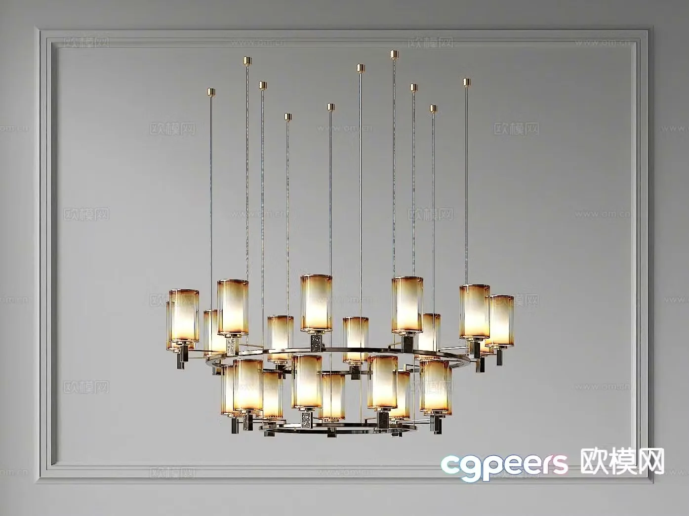 New Chinese style chandelier lobby chandelier 3d model