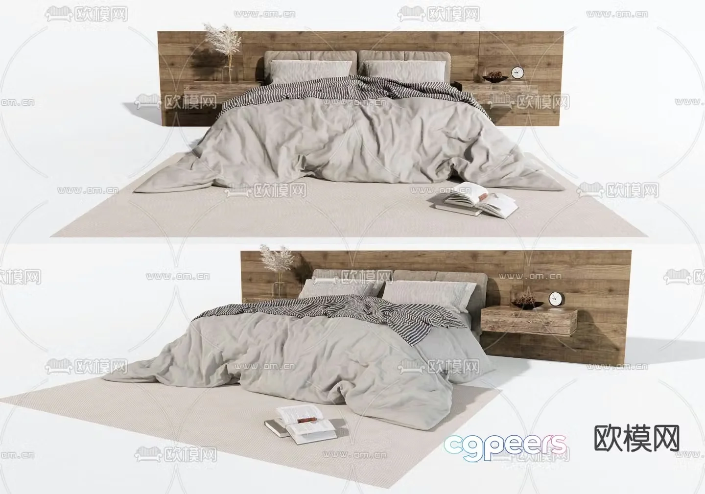 Modern double bed 3d model