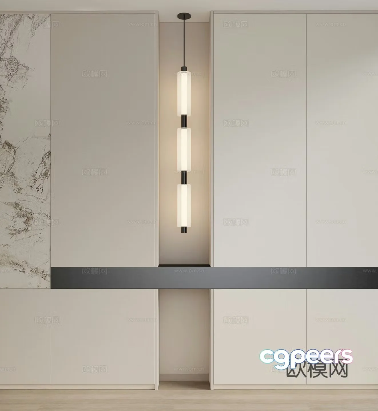 Modern metal chandeliers multi-head chandeliers long strip chandeliers porch chandeliers bedside chandeliers 3D model