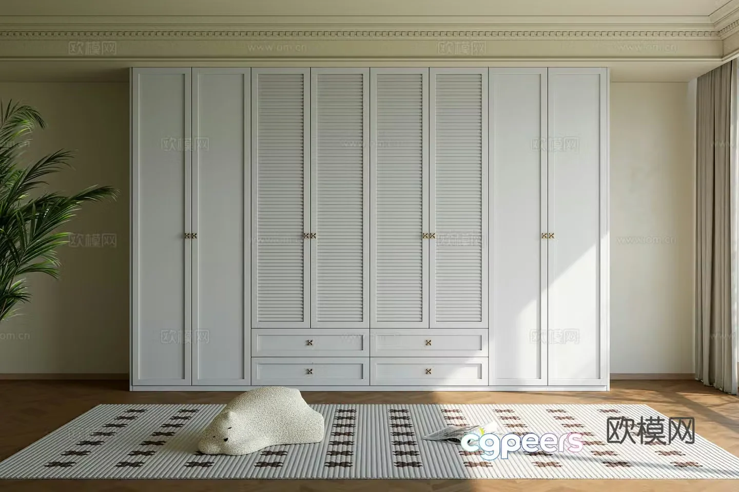 French retro style bedroom wardrobe 3d model