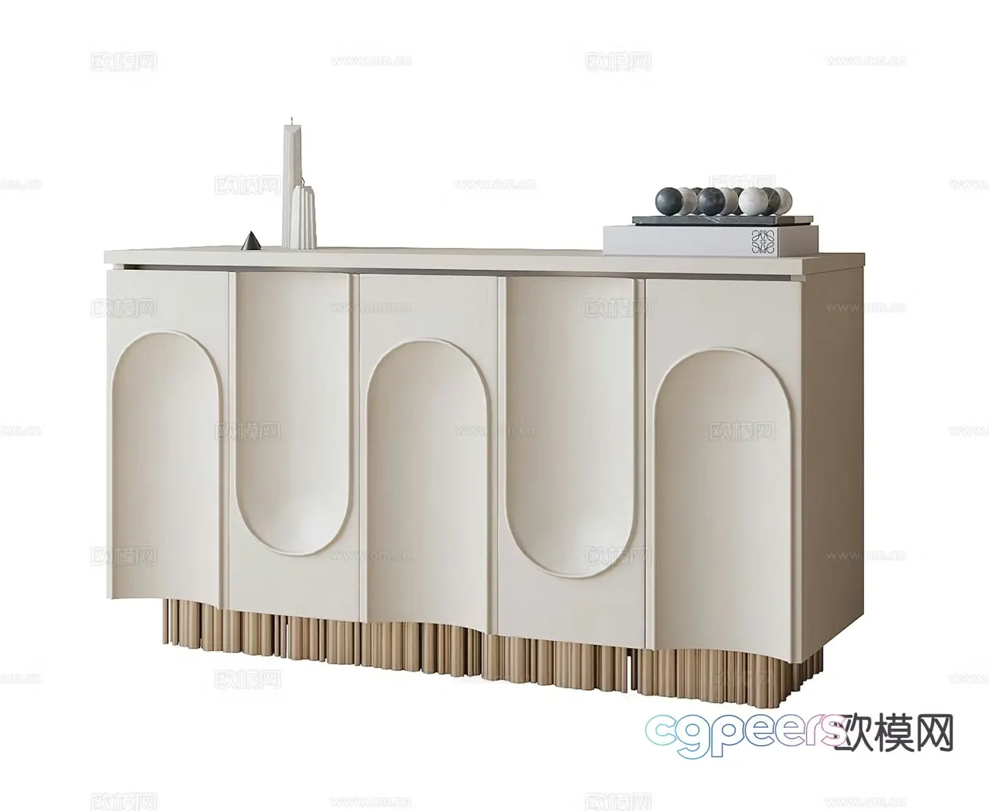 Cream style entrance cabinet 3d model