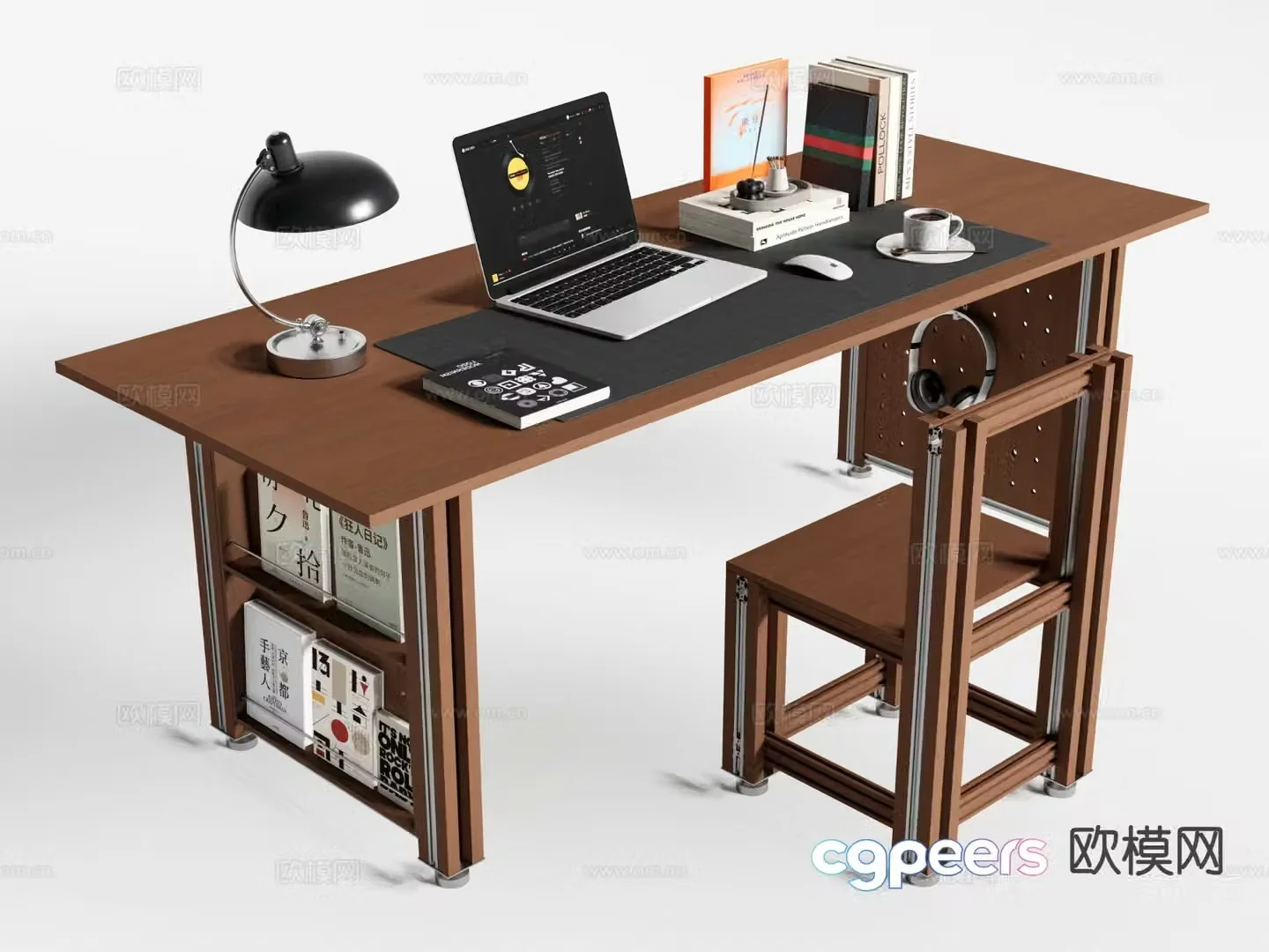 Medieval style desk writing desk computer desk 3d model