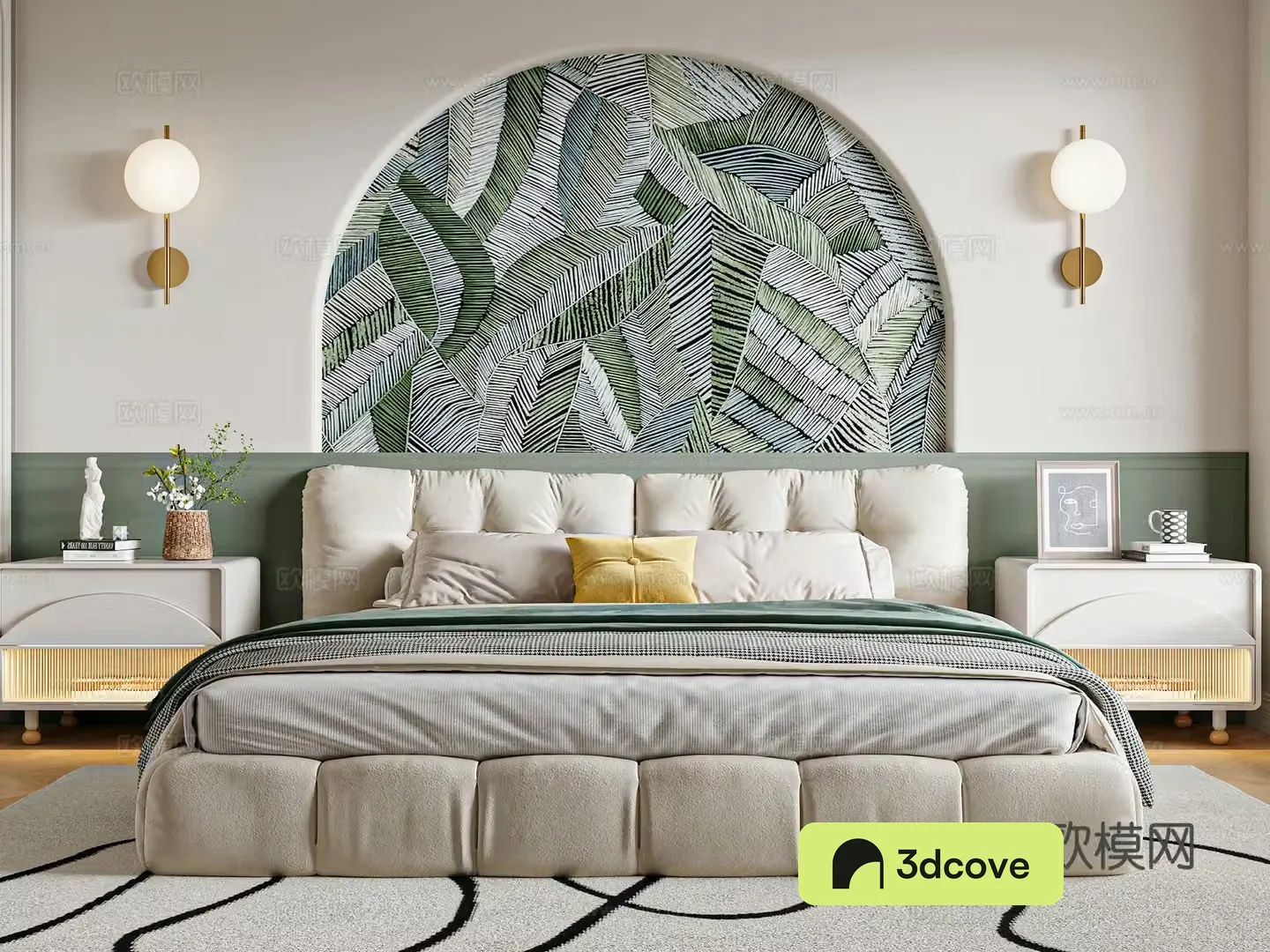 French double bed nightstand