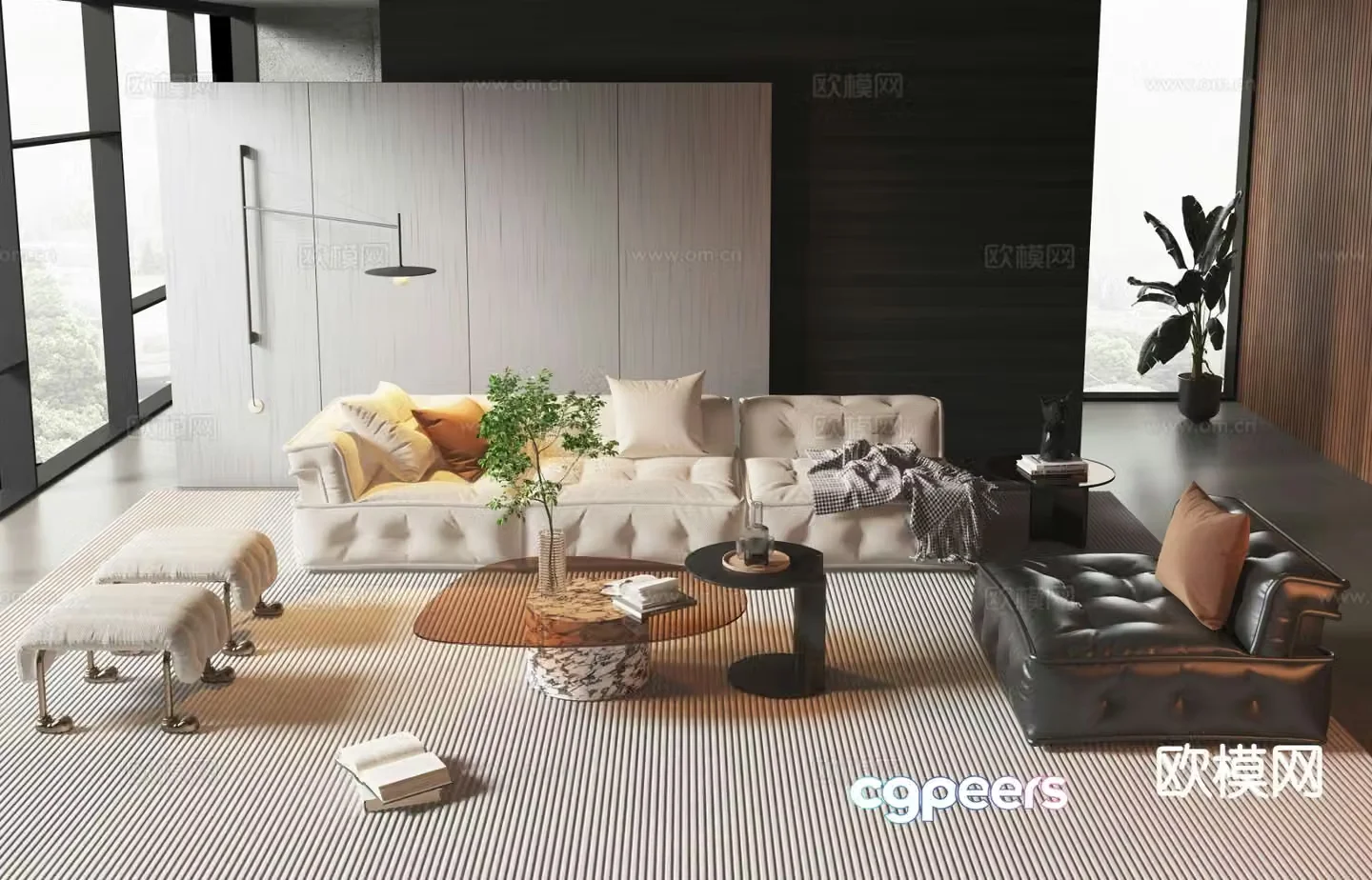 Modern modular sofa block sofa 3d model