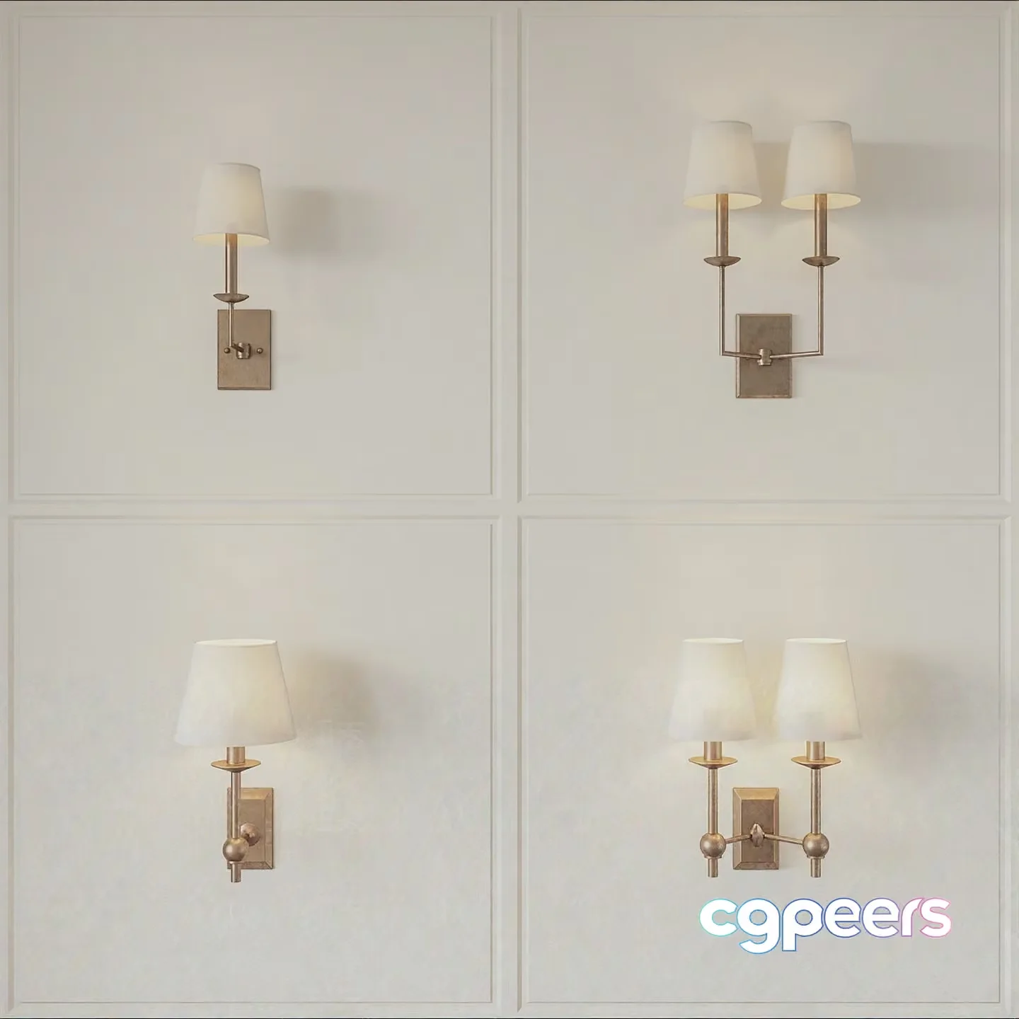 Gold Light Fixtures 3D Model – 1198 – VRAY Render