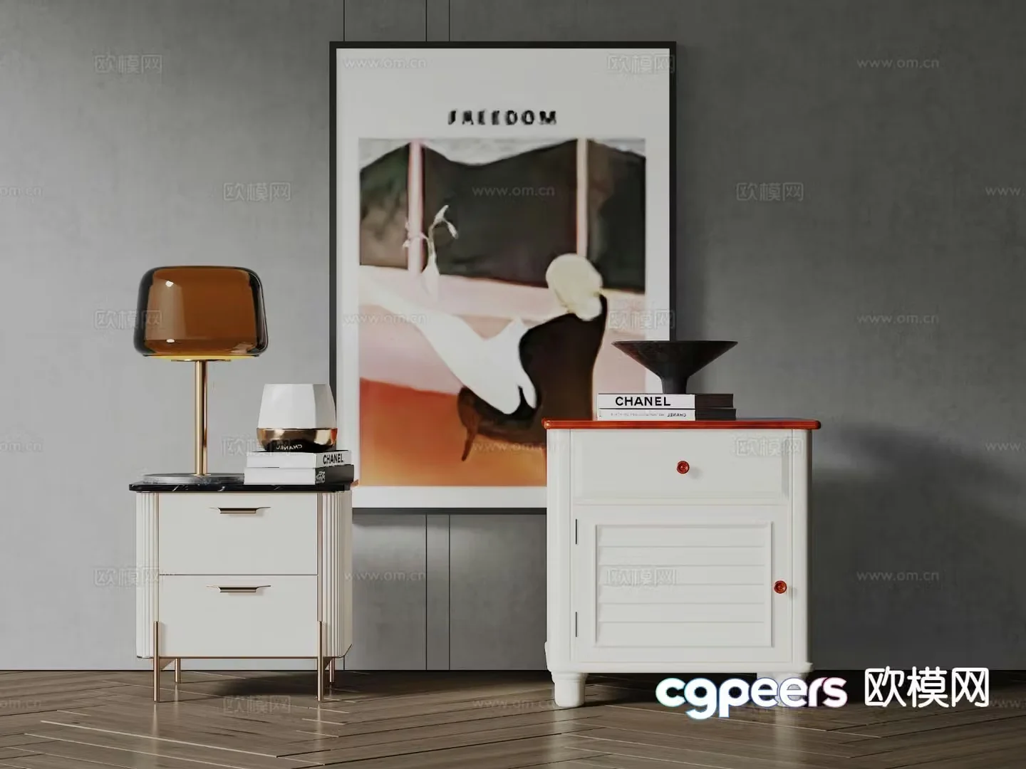 Modern bedside table 3d model