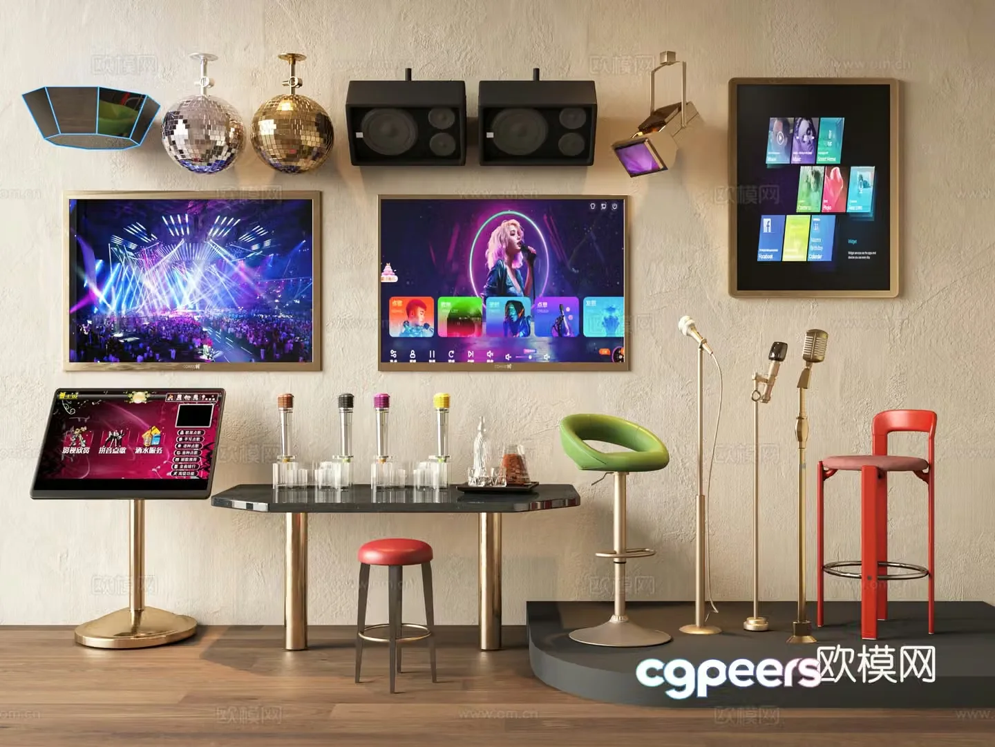 Song order machine Song order station KTV song order screen Audio microphone display Self-service machine 3D model