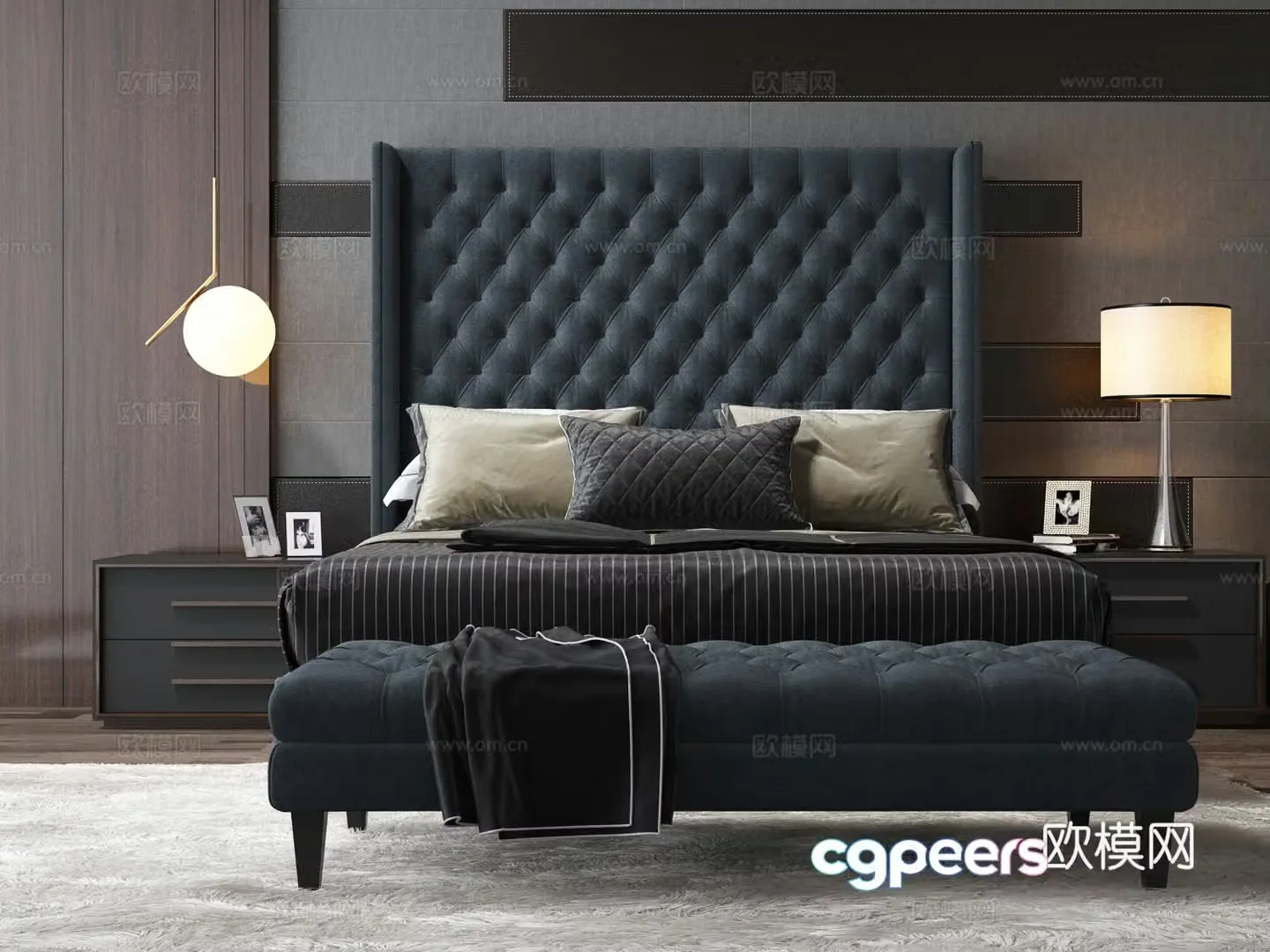 Postmodern double bed combination 3D model