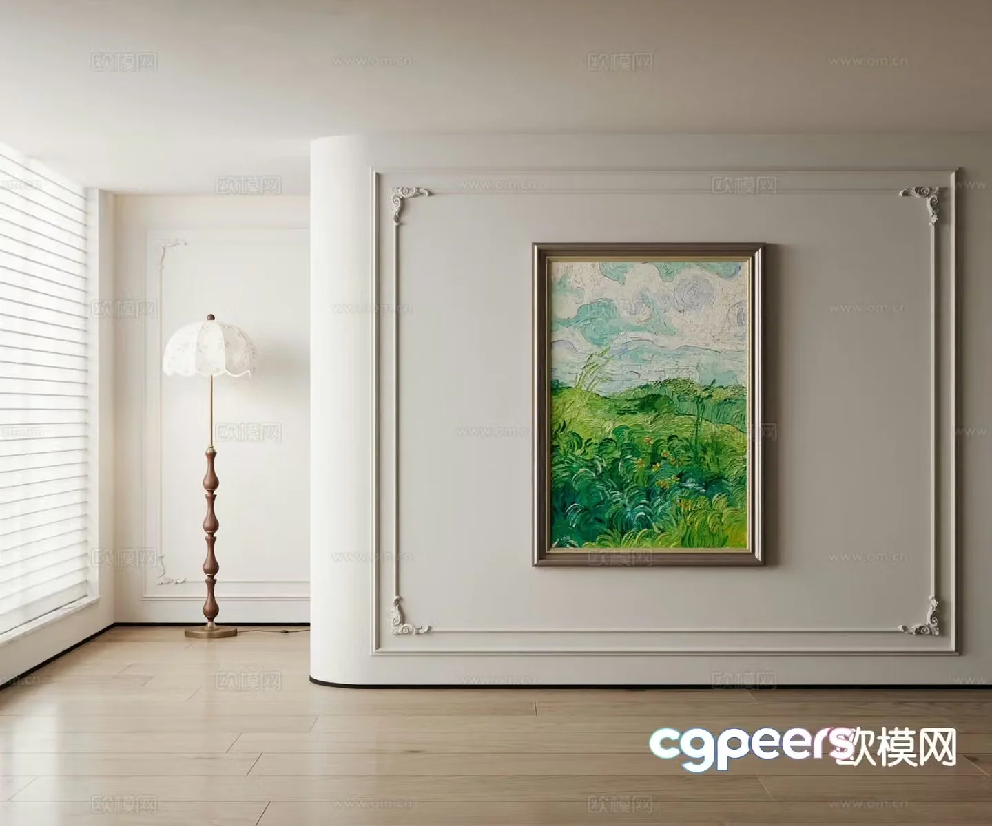 American decorative painting oil painting landscape hanging painting 3D model