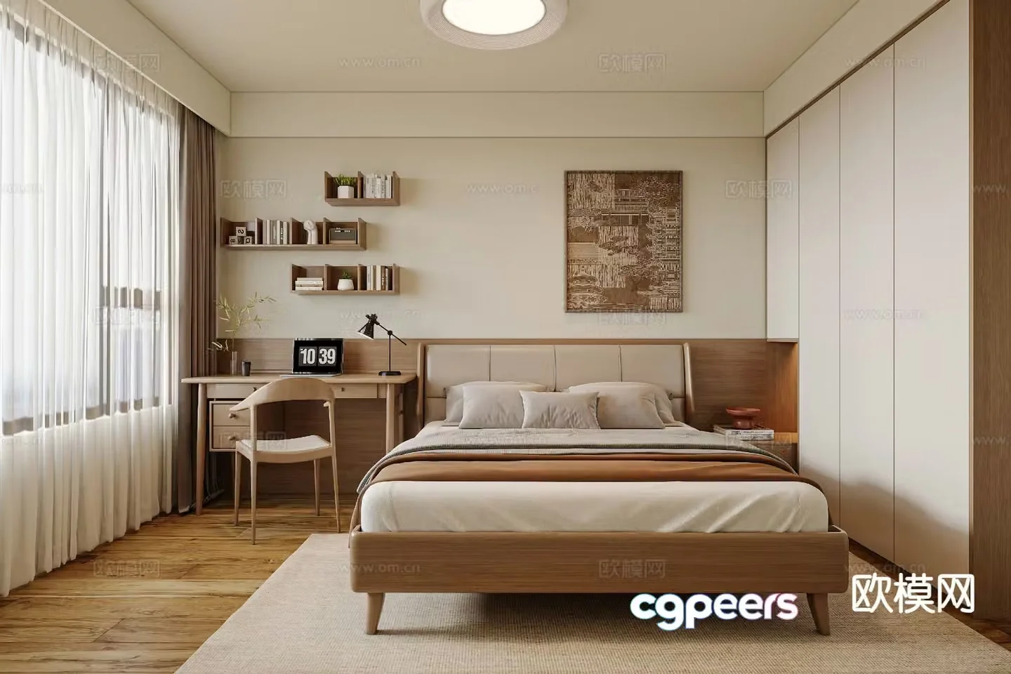 Log style bedroom second bedroom 3D model