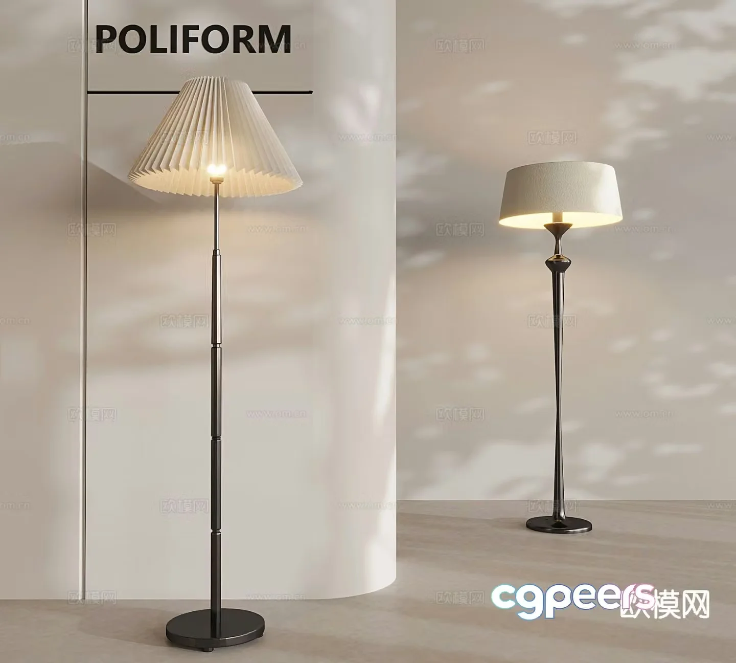 American pleated floor lamp ambient lamp 3d model
