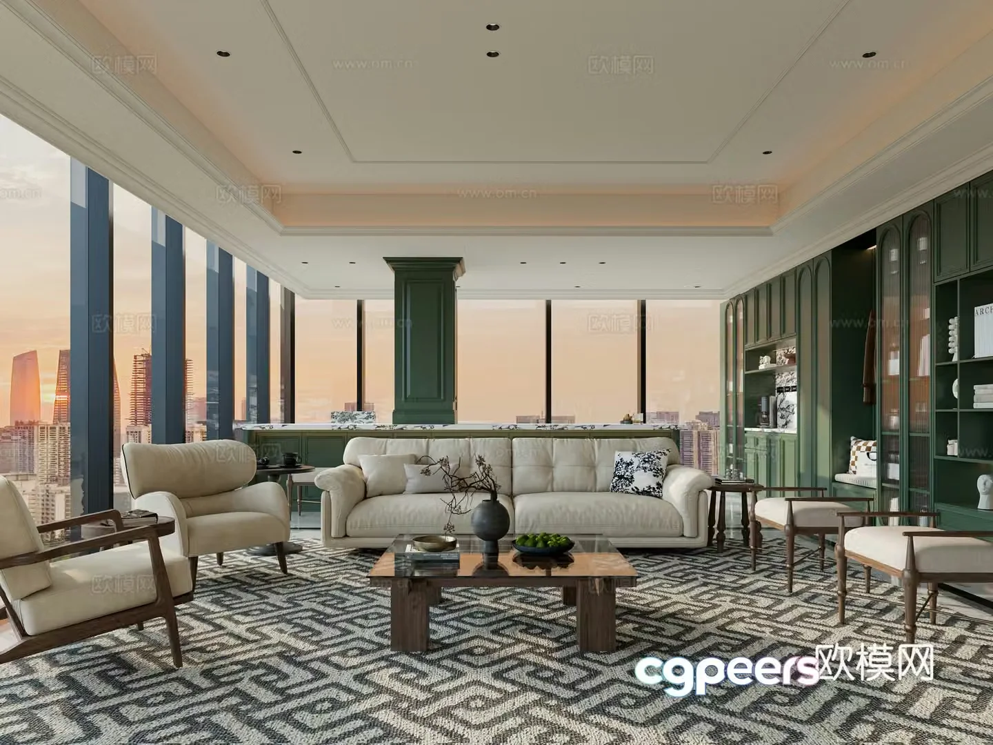 French living room sofa combination 3D model