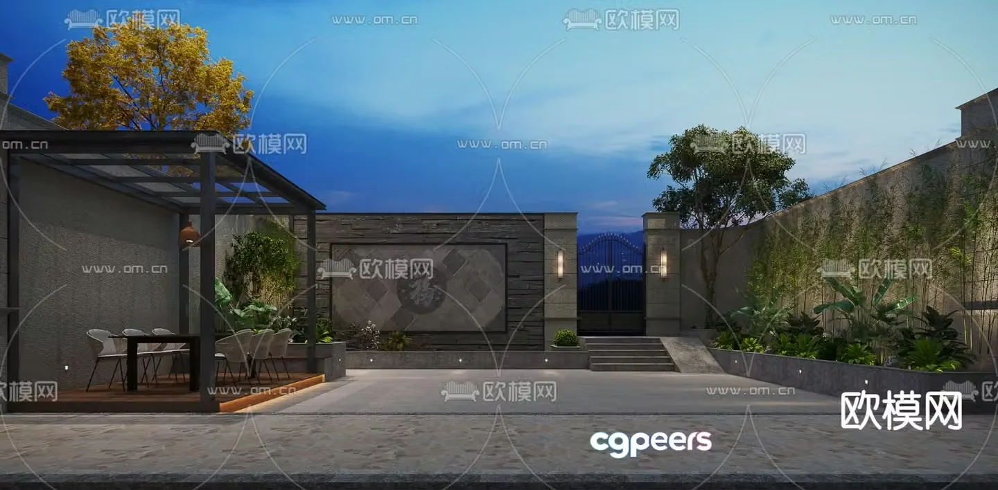 Courtyard landscape villa landscape 3d model