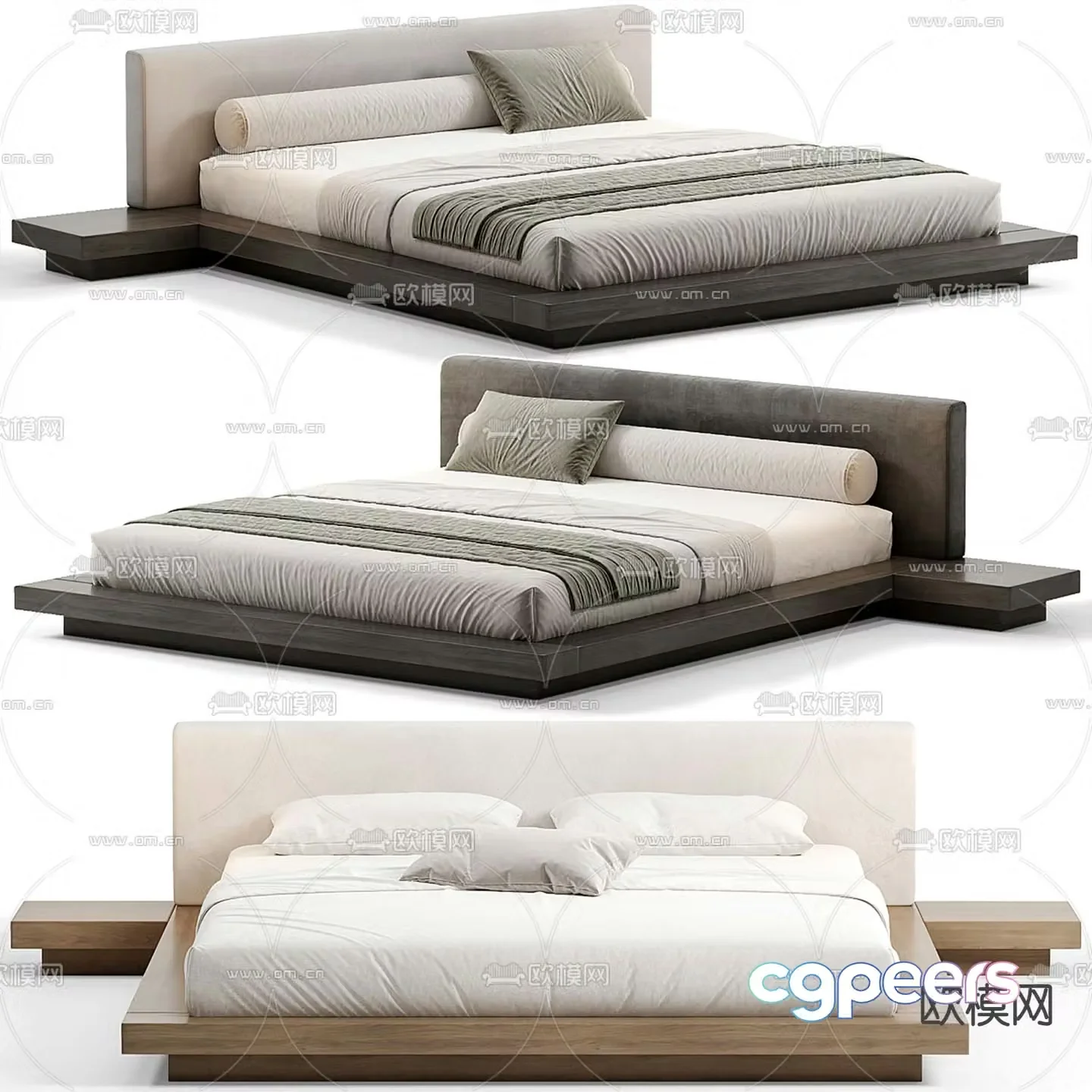 Modern double bed 3d model
