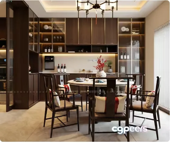 Modern Dining Room 3D Model – 14321 – VRAY Render