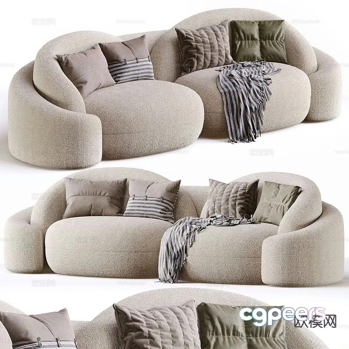 Double sofa upholstered sofa 3d model