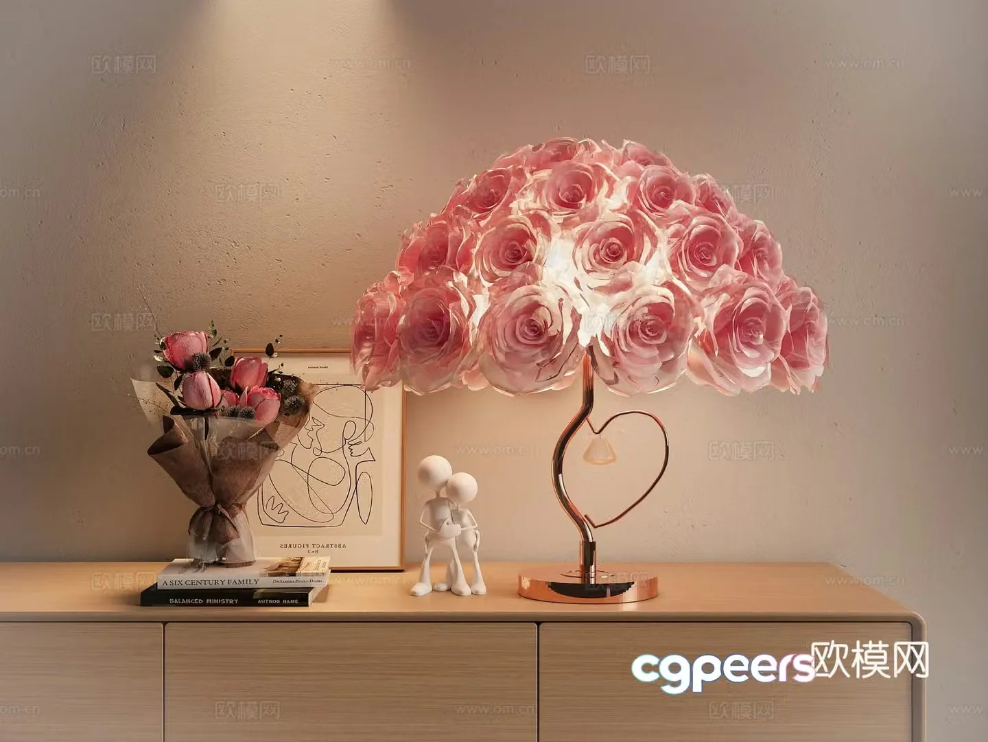 Light luxury desk lamp petal desk lamp 3d model