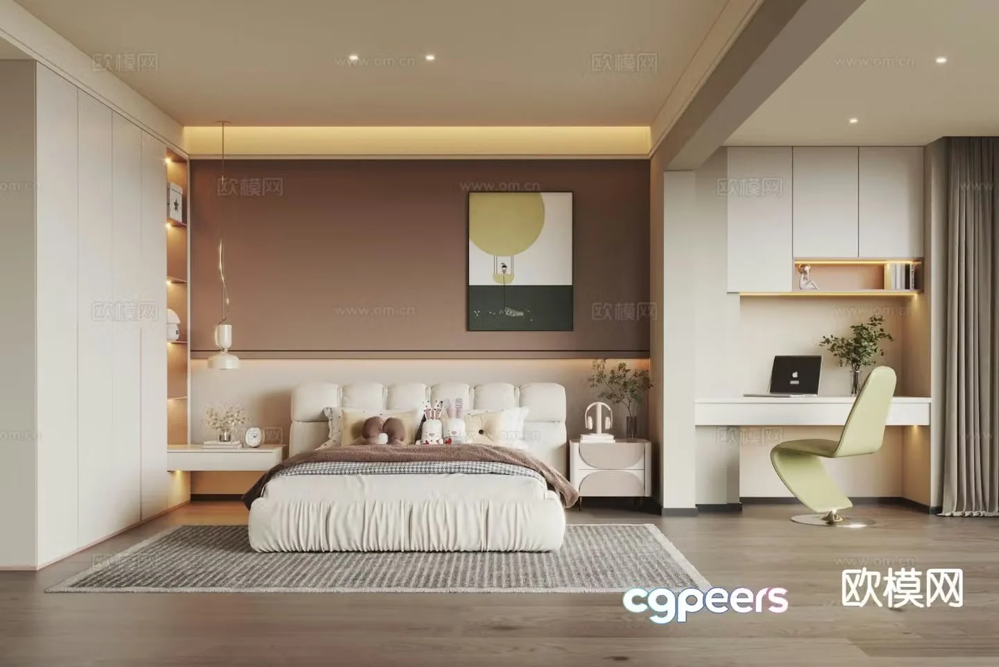 Modern bedroom second bedroom girls room 3d model