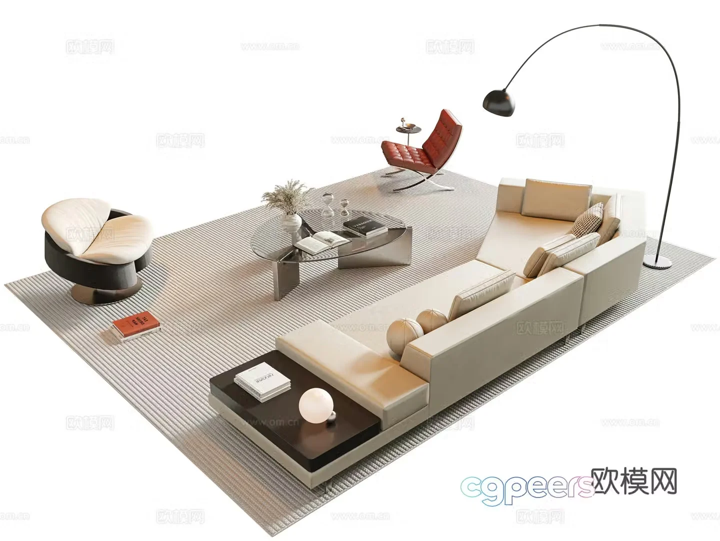 Modern sectional sofa 3d model