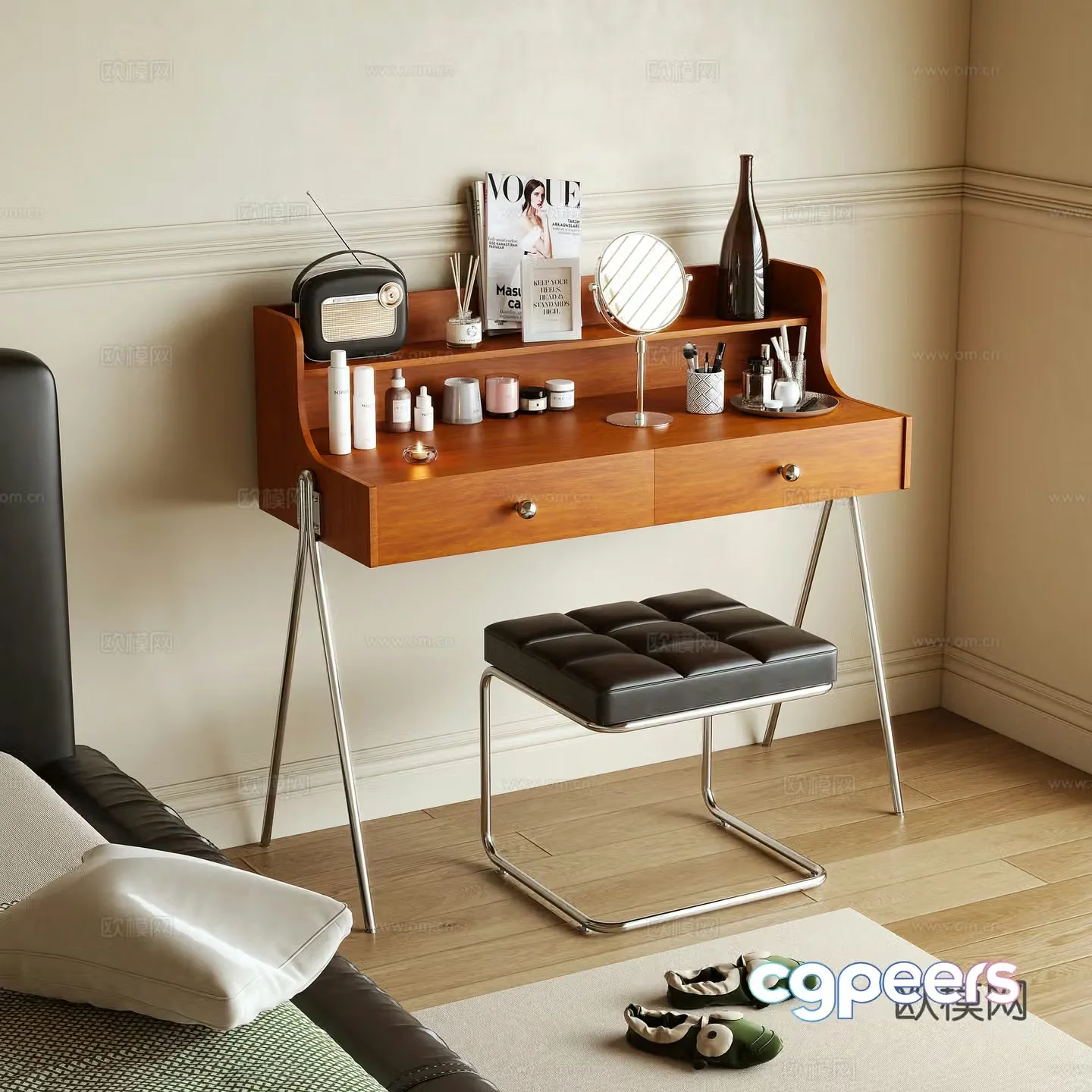 Log style dressing table 3d model