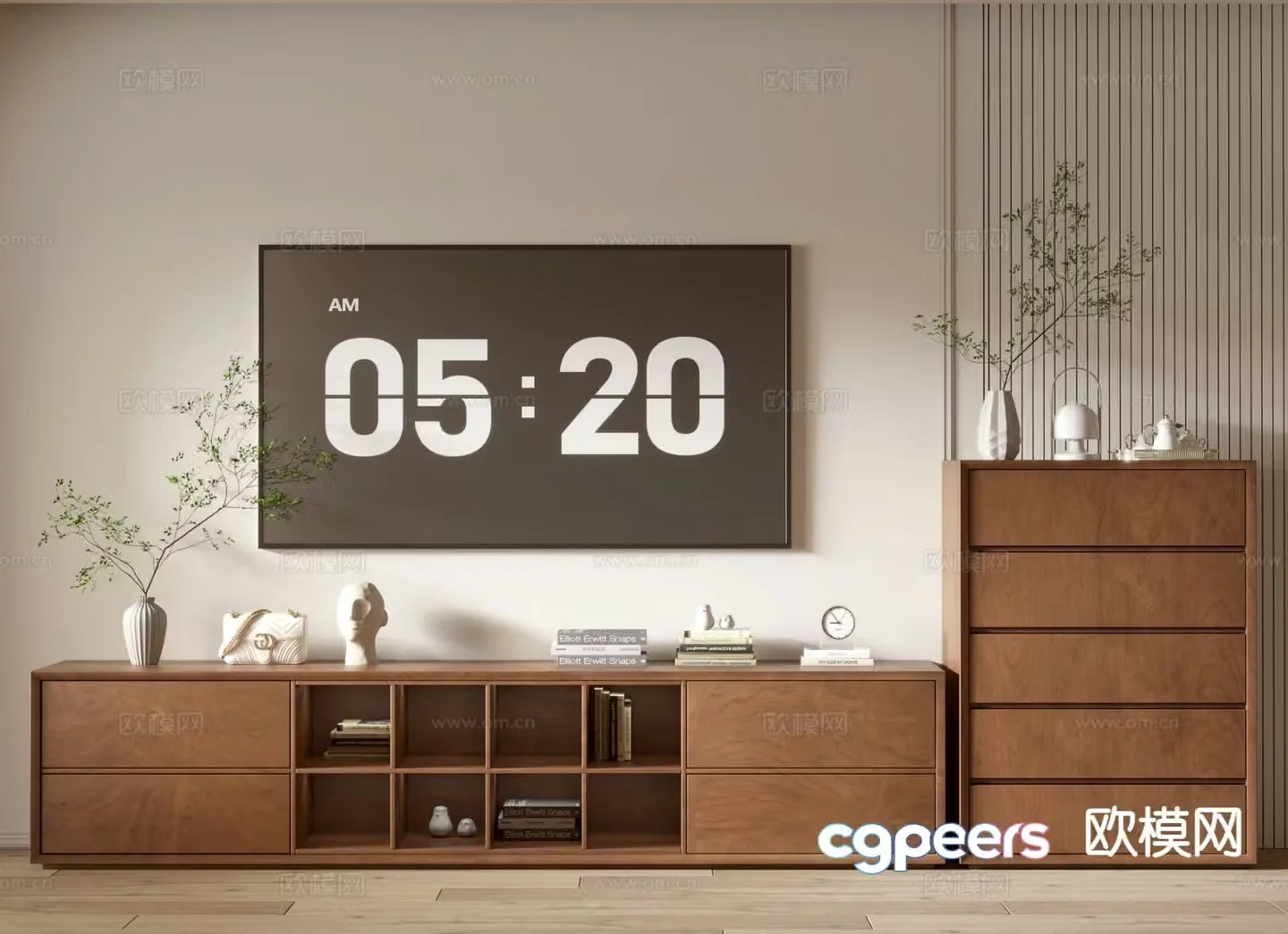 Medieval style TV cabinet side cabinet 3D model