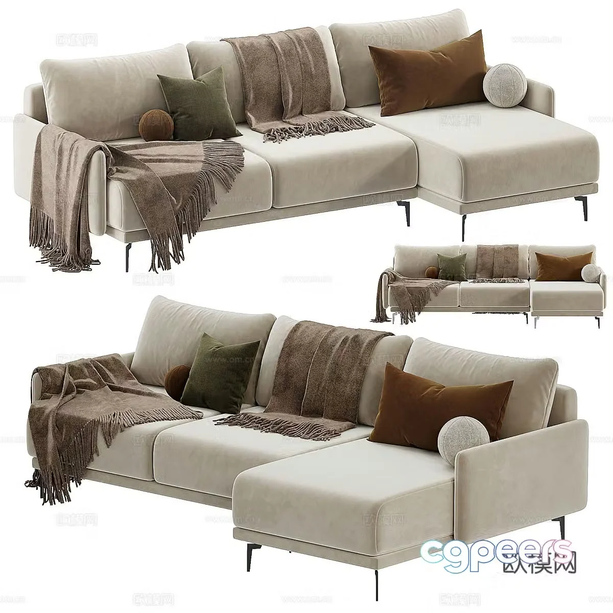 Corner sofa multi-person sofa 3d model