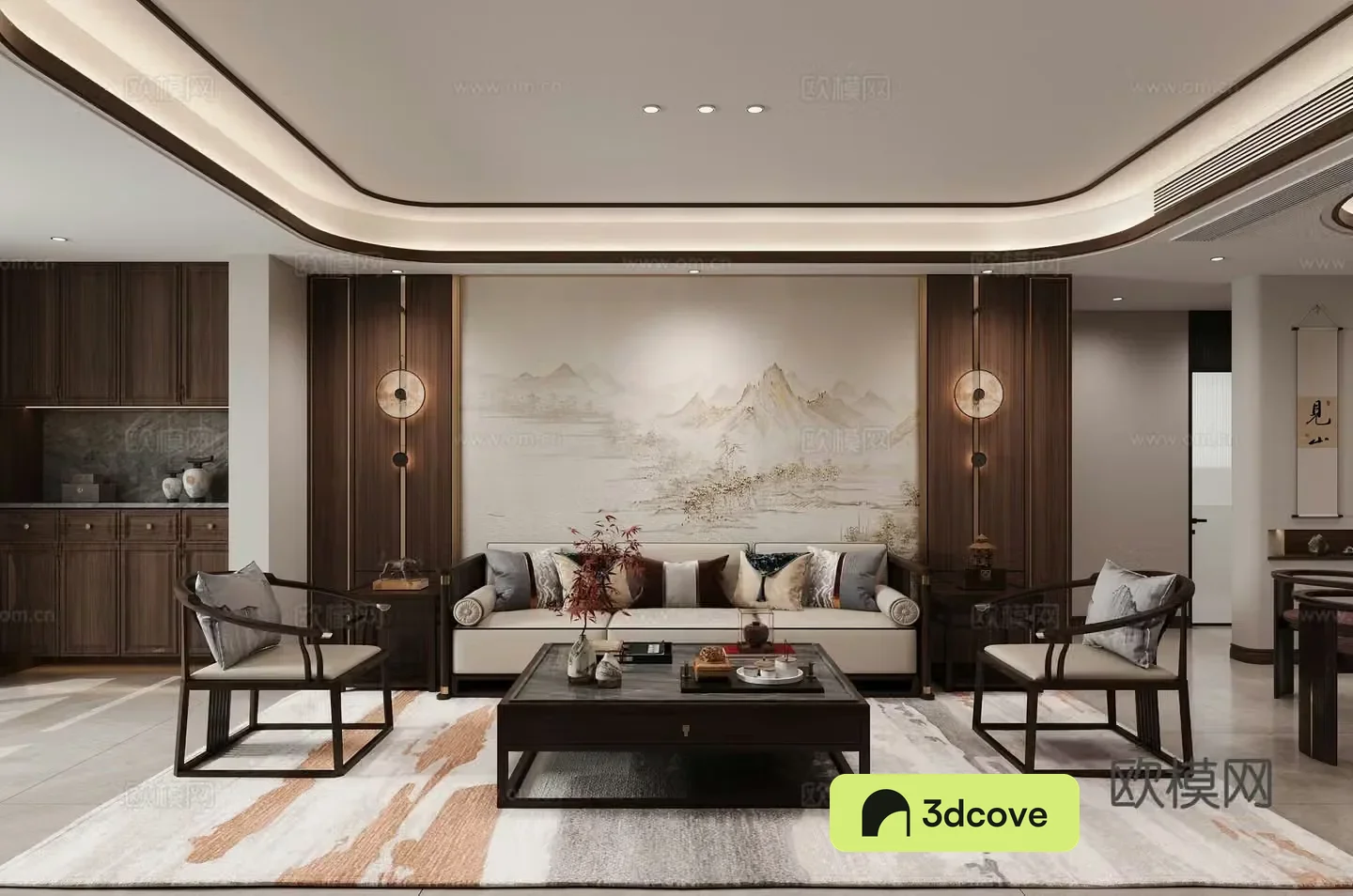 New Chinese style living and dining room