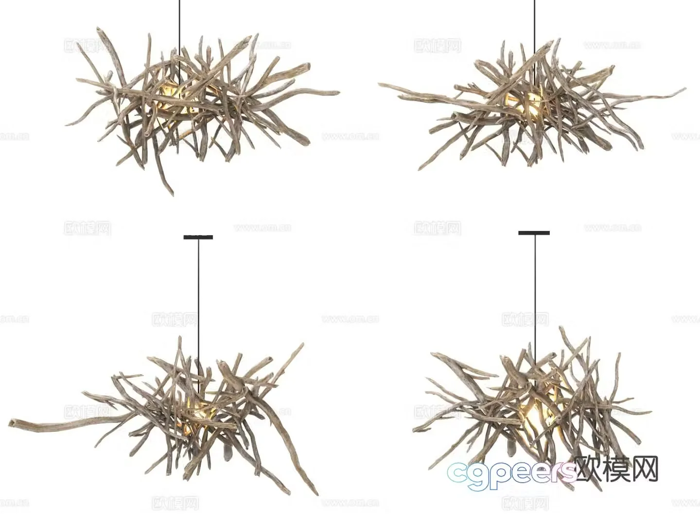 branch chandelier tree trunk chandelier 3d model