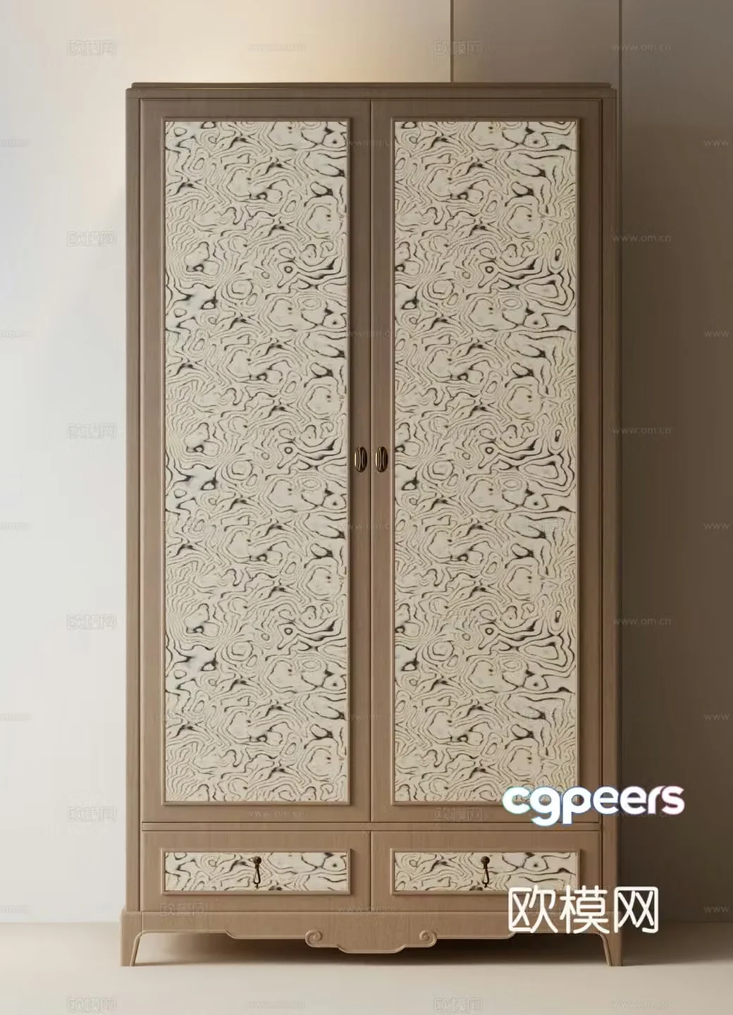 Modern medieval wind wardrobe Middle wind wardrobe Song family wardrobe Bedroom wardrobe 3D model