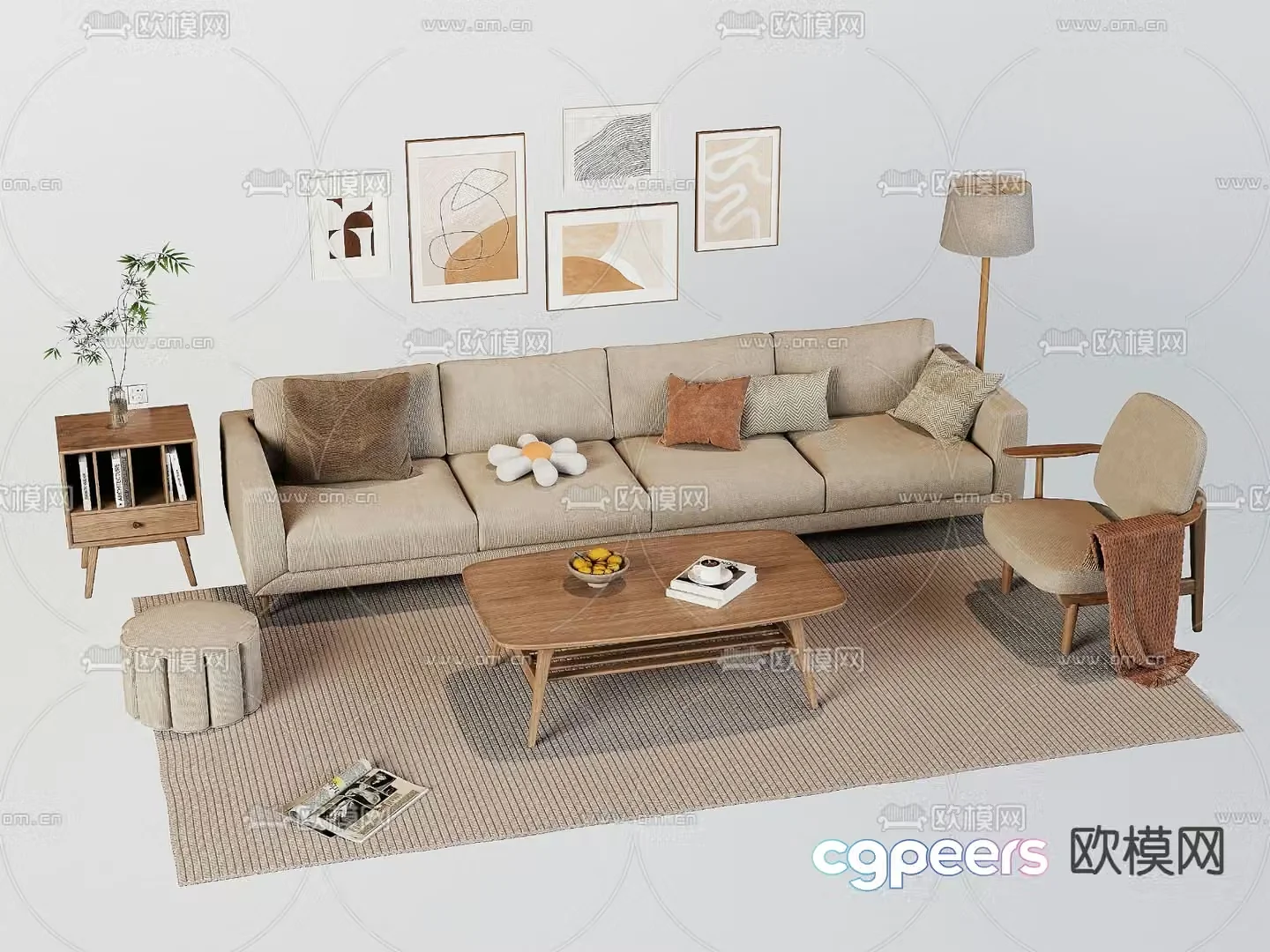 Nordic modular sofa 3d model