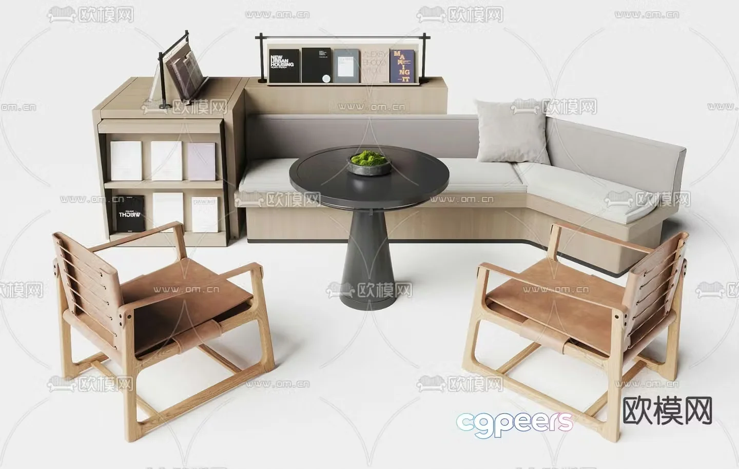 Card seat single chair card seat sofa negotiation table and chair 3d model