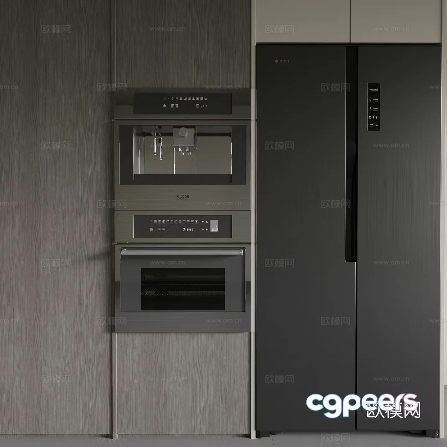 Modern refrigerator refrigerator cabinet oven 3d model