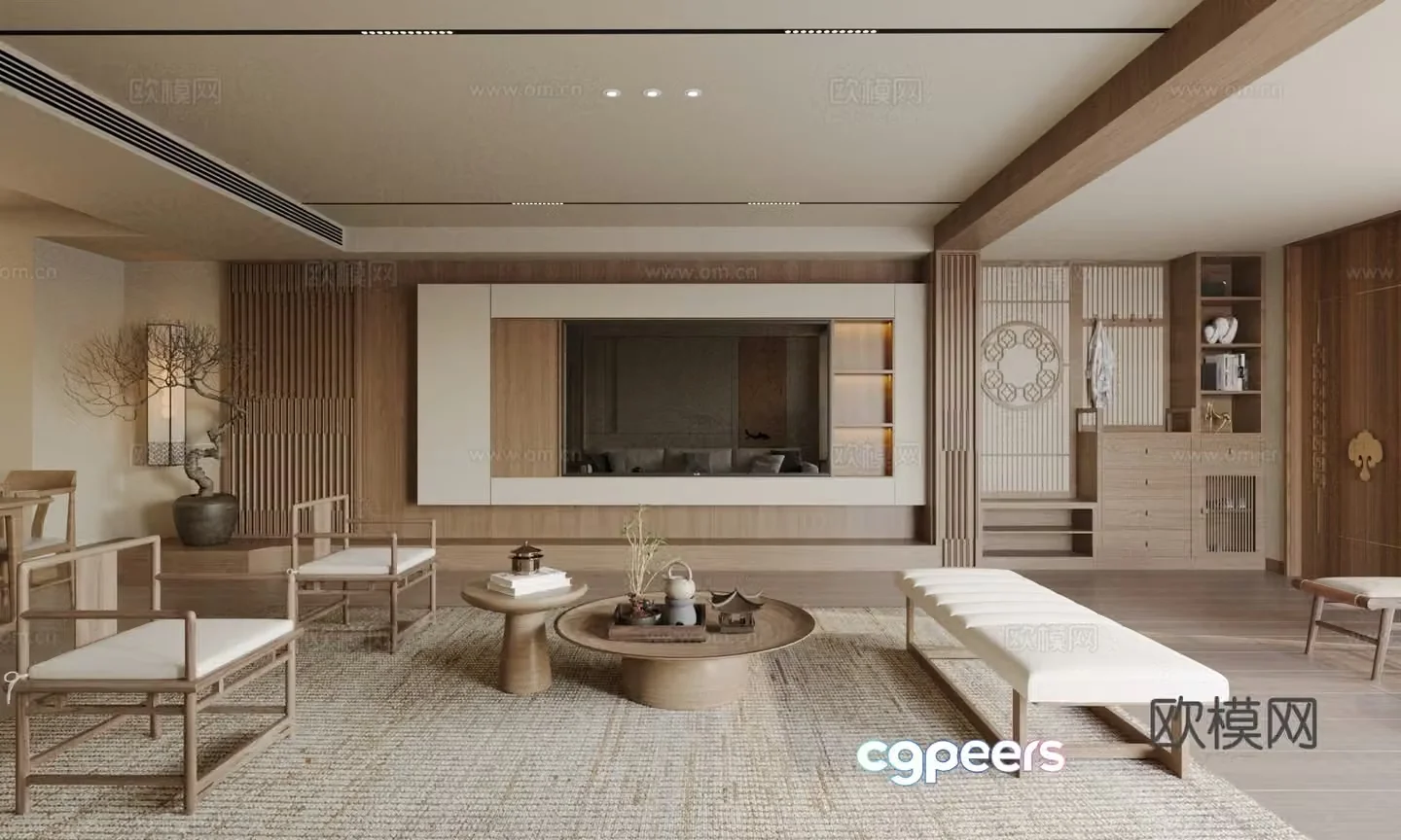 New Chinese living room Song’s aesthetic 3D model