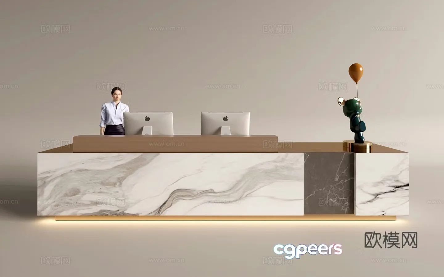 Modern company front desk reception area bar reception desk service desk 3d model