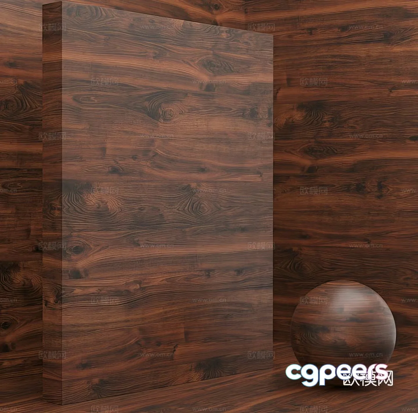 Middle-aged wall panel wood grain board 3d model
