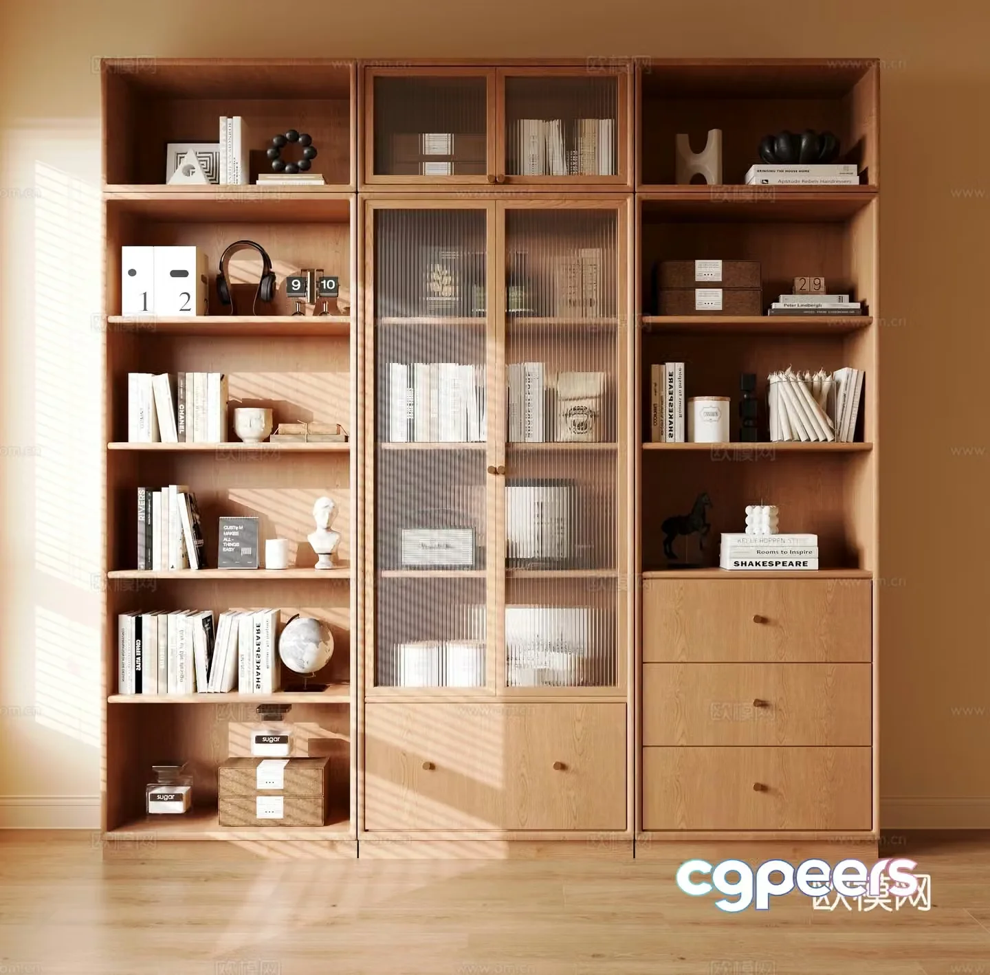 Modern medieval style bookcase 3D model