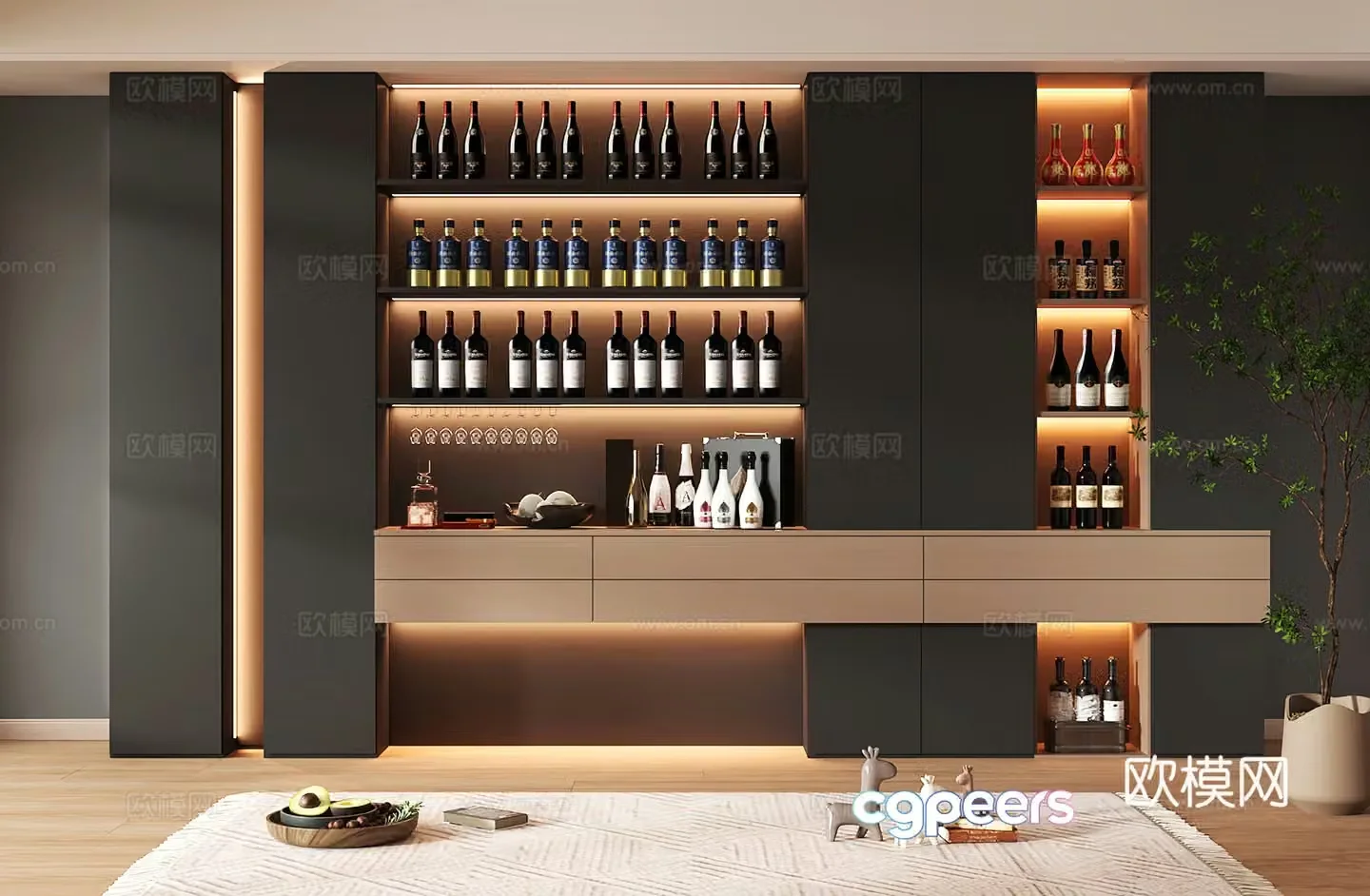 Wine cabinet design Wine cabinet red wine cabinet bar wine cabinet partition wine cabinet 3D model