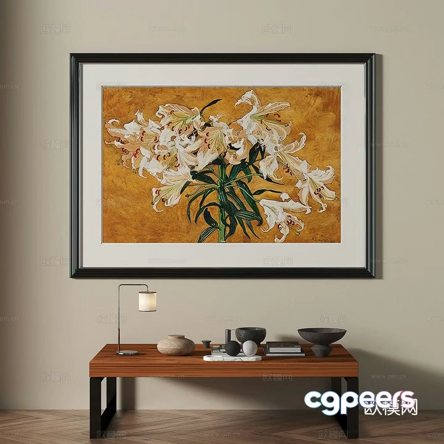 Middle ages retro decorative painting 3d model