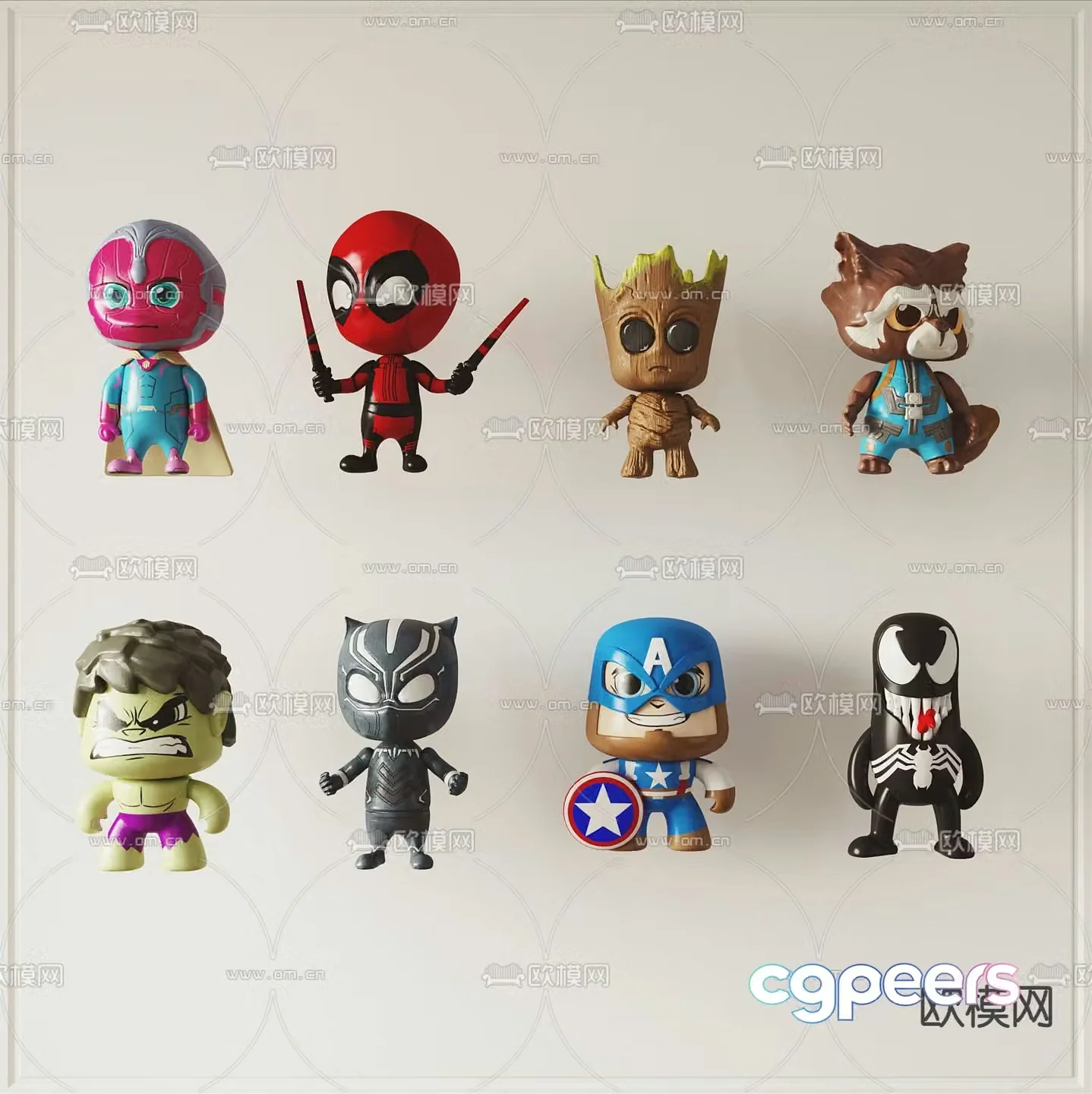 Modern Marvel Q version doll 3D model