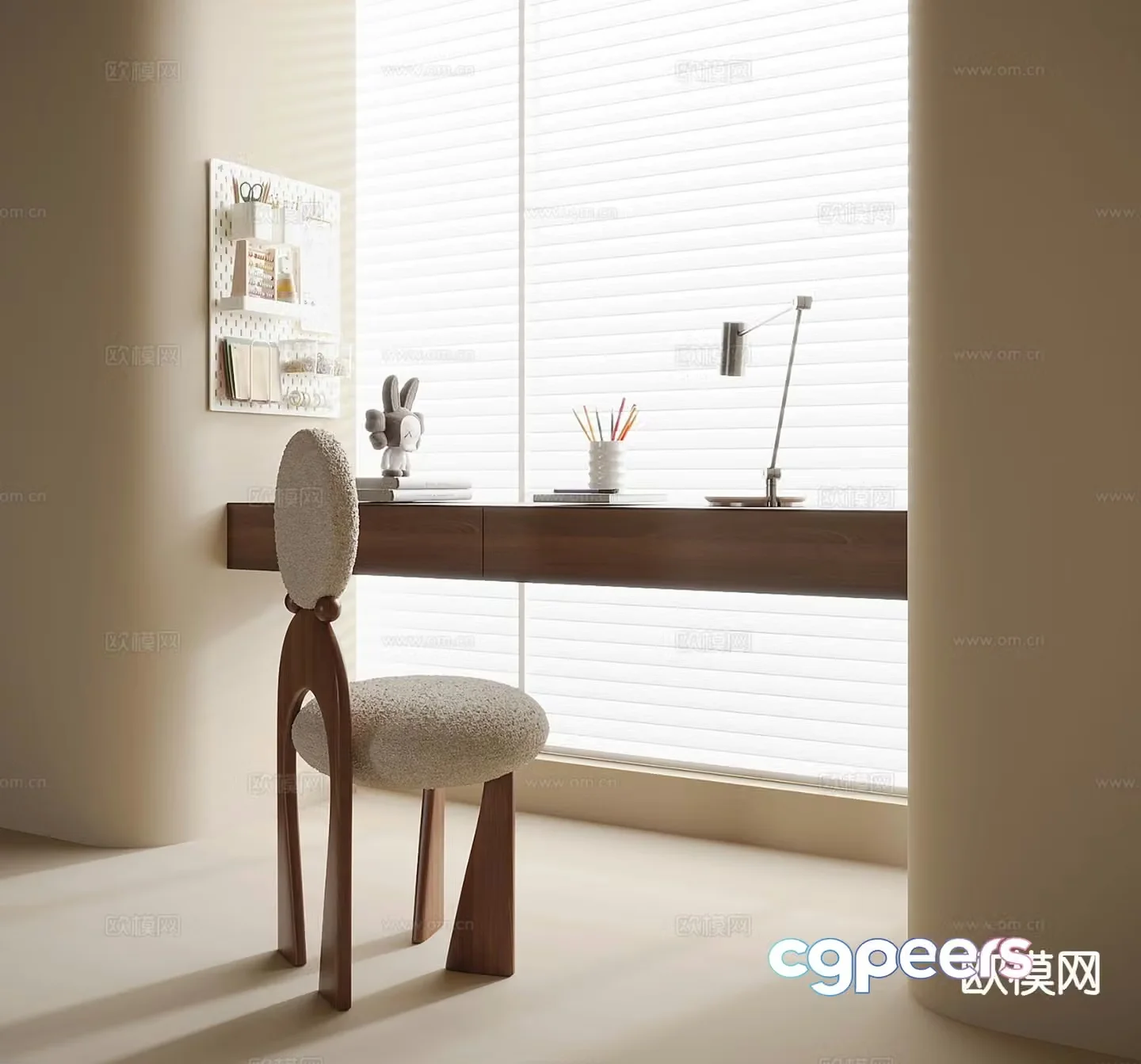 Medieval style desk custom desk chair suspended desk 3d model