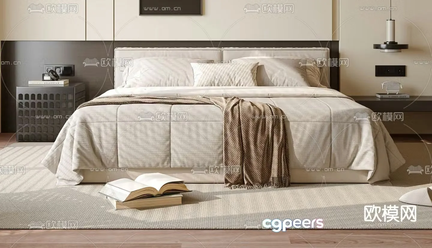 Modern double bed 3d model