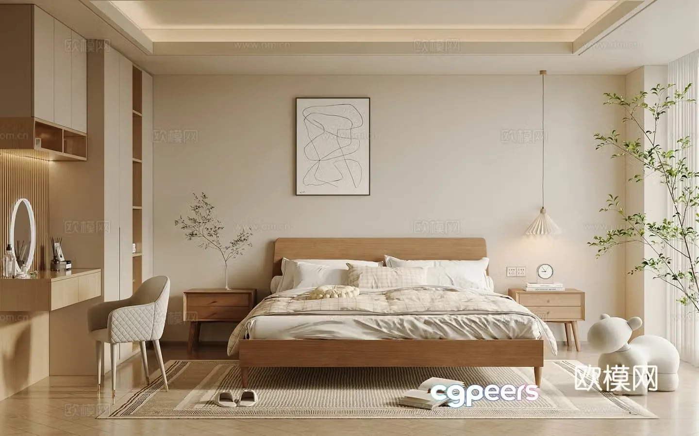 Log wind bedroom master bedroom 3d model