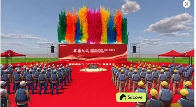 The Main Subject Is A Large Group Of People In Hard Hats And Vests