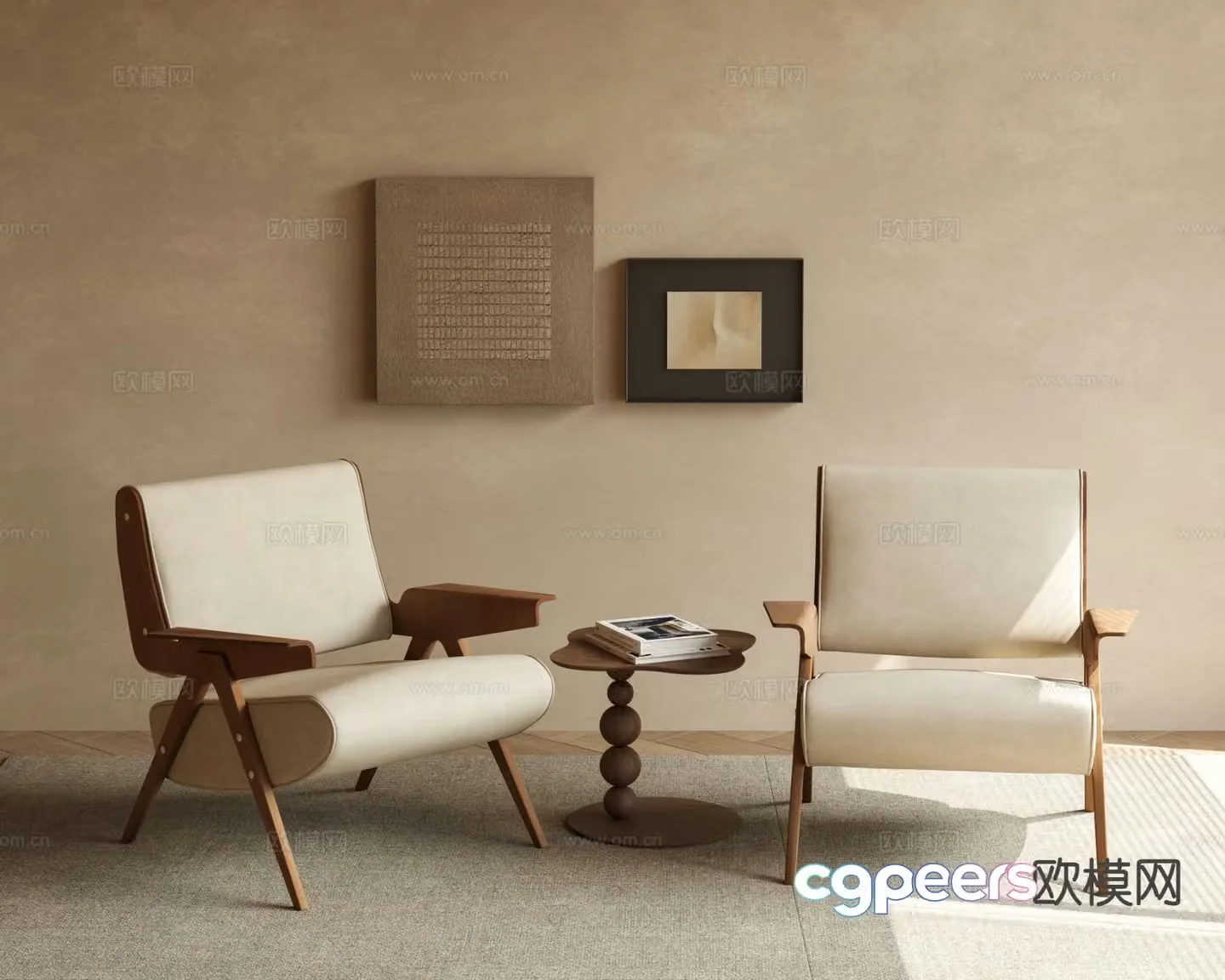 Wabi Sabi leisure table and chairs 3d model