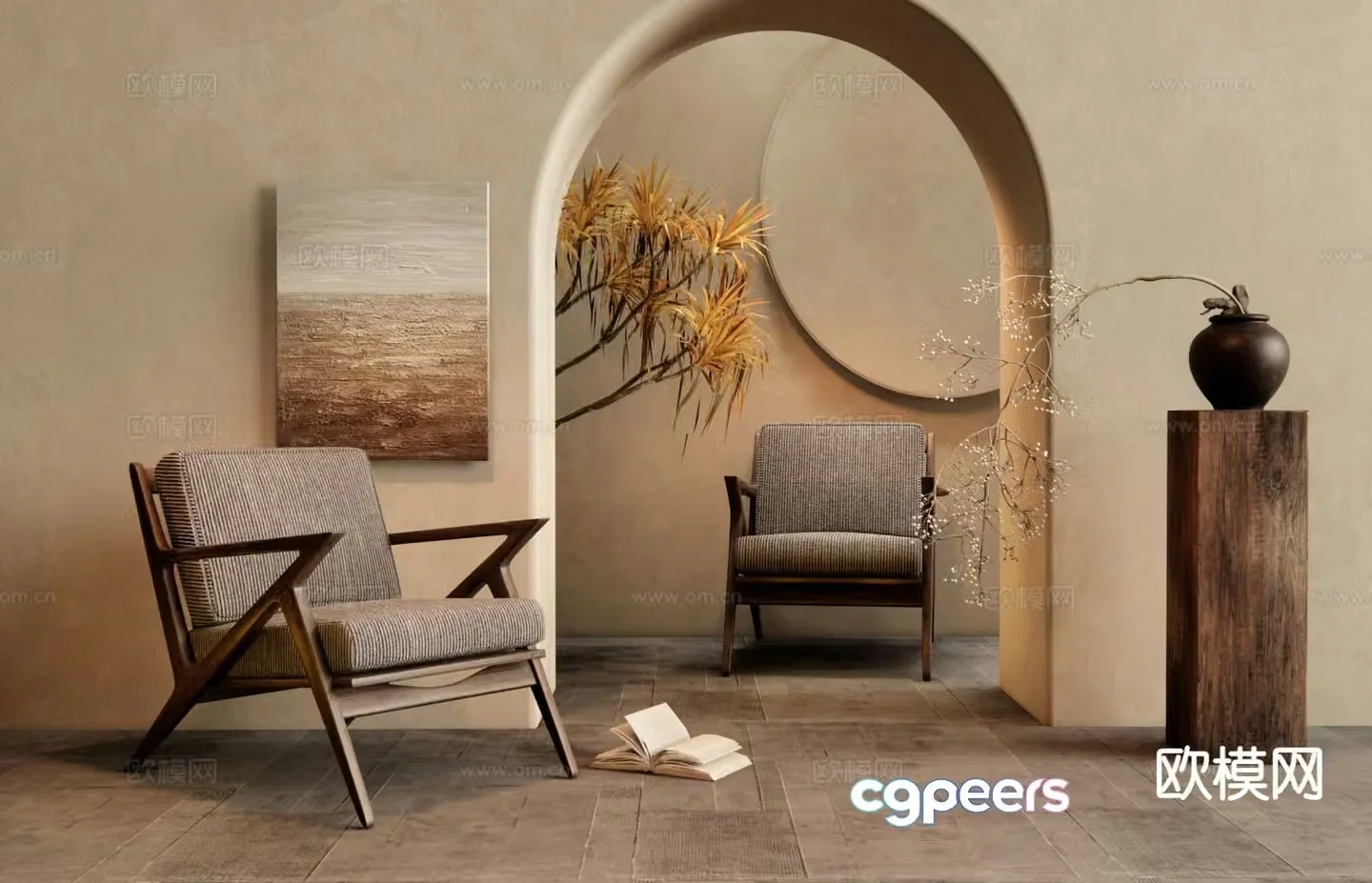 wabi-sabi chair leisure chair armchair 3d model