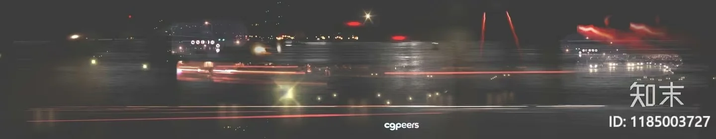 A Blurry Nighttime Cityscape With Red Lights 3D Model – 6349 – VRAY Render