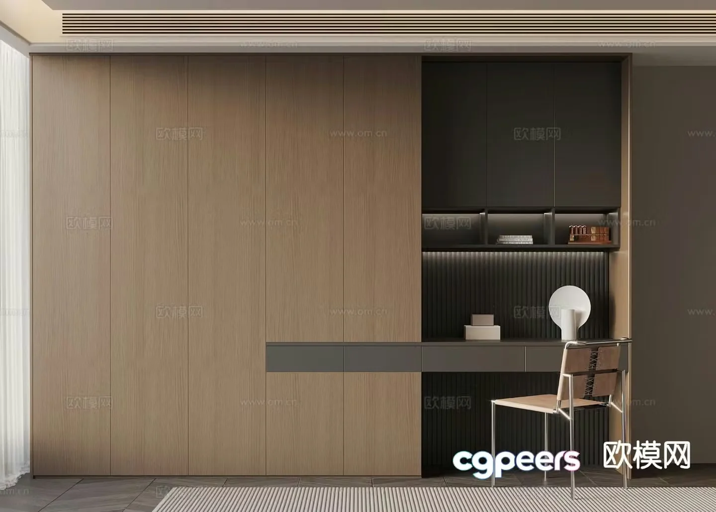 Italian style wardrobe dresser integrated cabinet 3d model