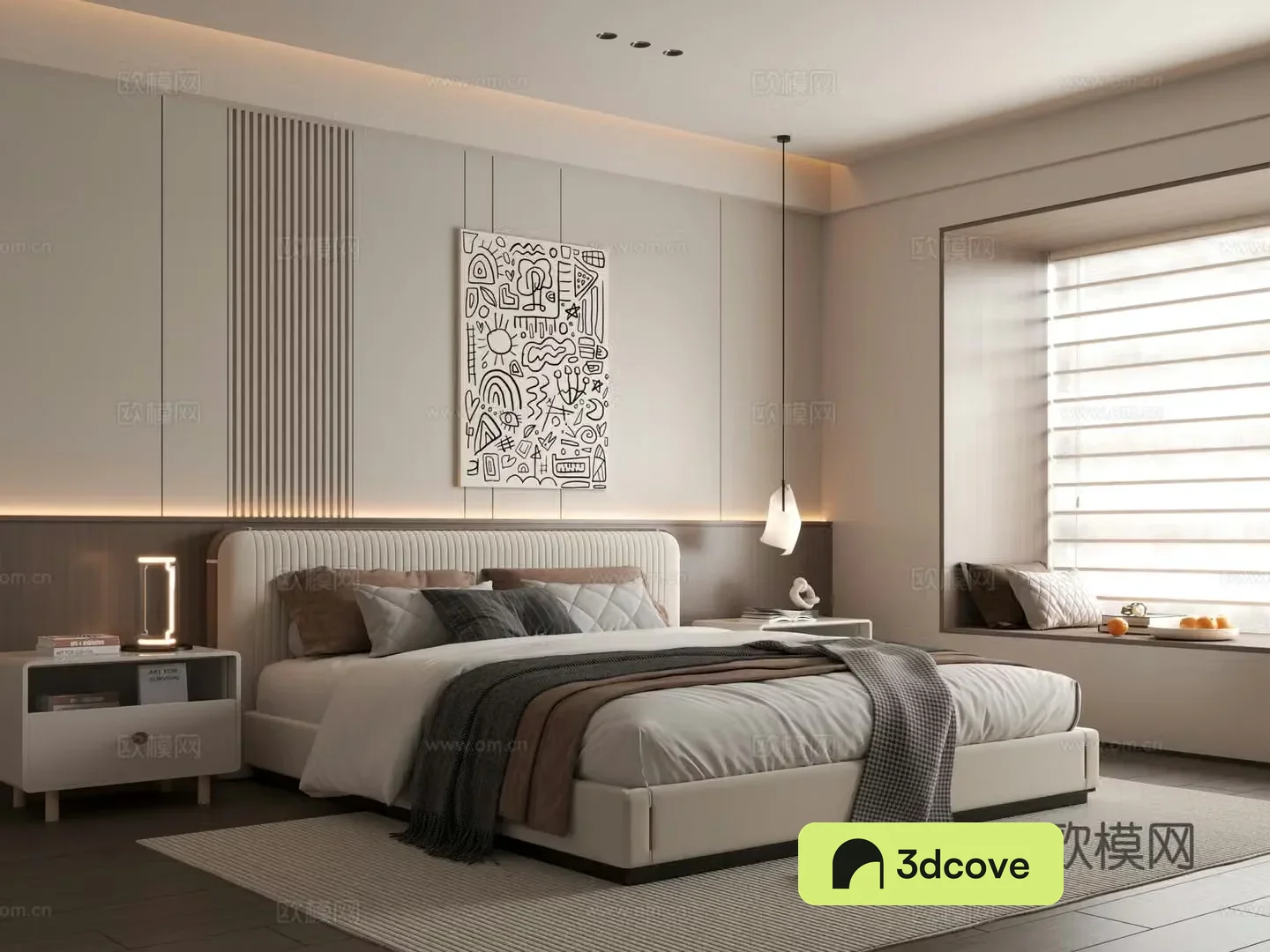 Modern bedroom Italian bedroom Background Wall