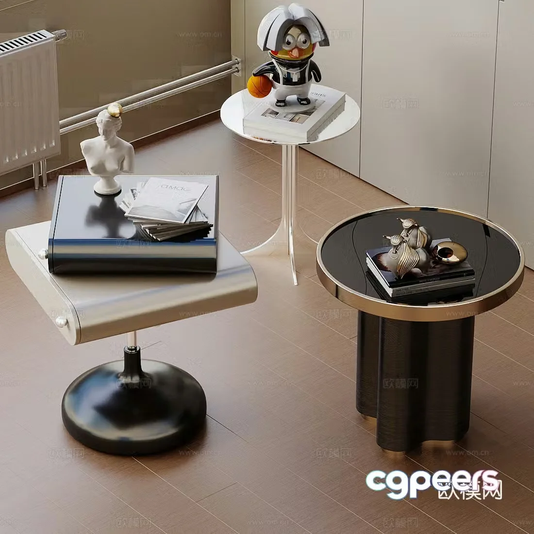 Modern Italian side table light luxury Italian side table metal side table special-shaped side table corner table round side table 3D model