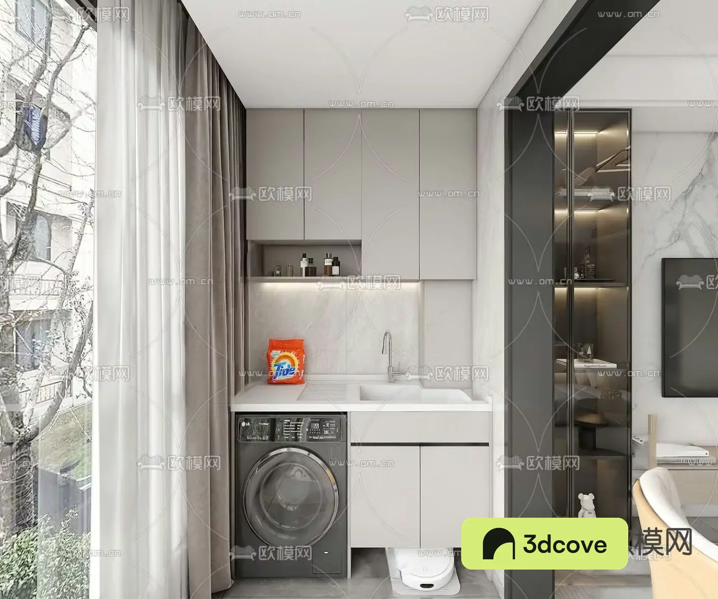 Modern balcony cabinet washing machine cabinet